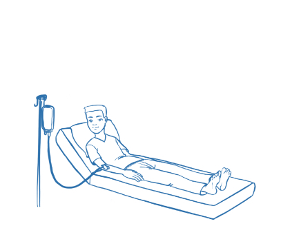 Zeichnung eines Mannes, der eine Infusion erhält