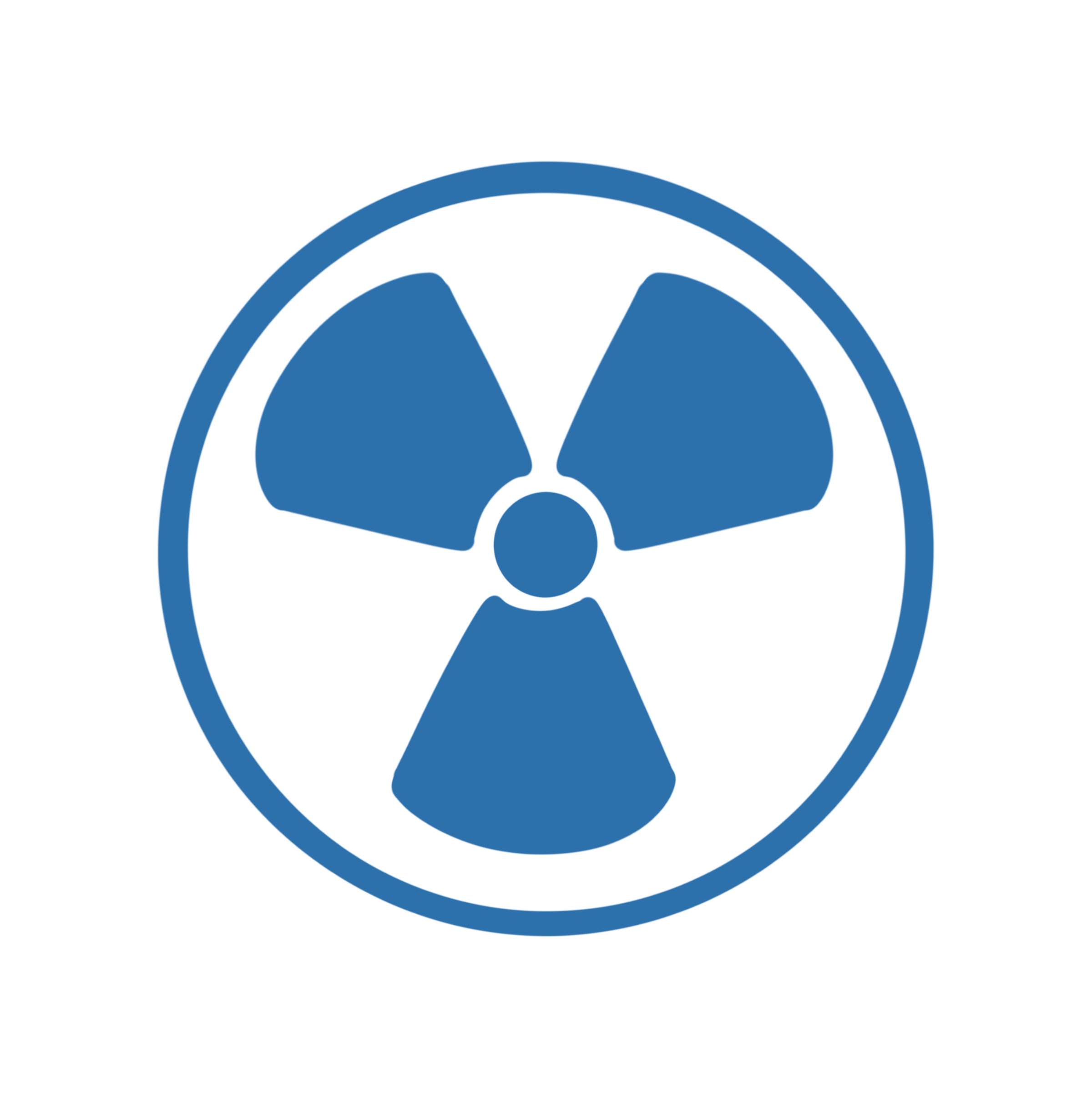 Illustration des Radioaktivitätssymbol mit einem Rad mit drei Flügeln