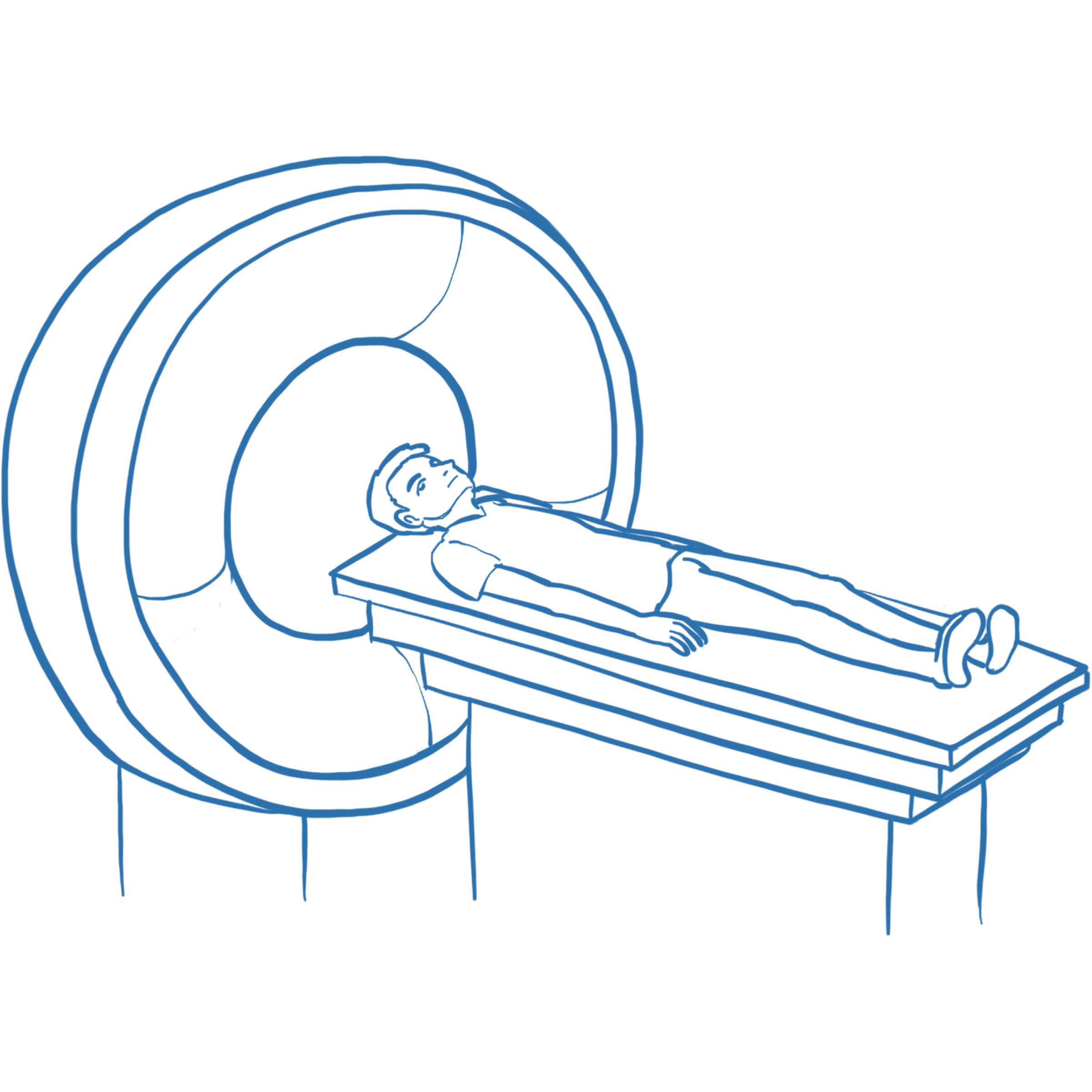 Illustration eines Patienten während einer Computertomografie